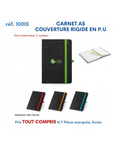 CARNET A5 COUVERTURE RIGIDE EN PU REF 10015 10015 Carnet personnalisé  6,21 €