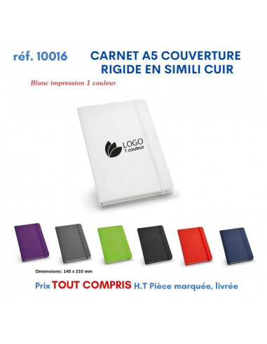 CARNET A5 COUVERTURE RIGIDE PAGES NON LIGNEES REF 10016 10016 Carnet personnalisé  5,30 €