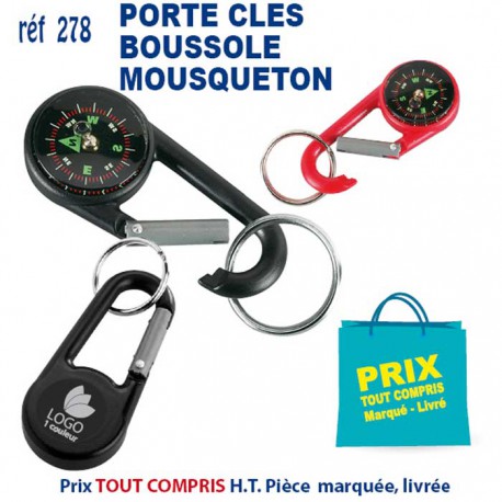 PORTE CLES MOUSQUETON BOUSSOLE REF 278 278 PORTE CLES PLASTIQUE  1,20 €