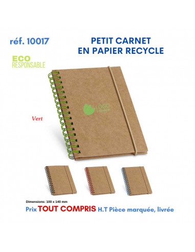 CARNET DE POCHE EN PAPIER RECYCLE REF 10017 10017 Carnet personnalisé  3,90 €