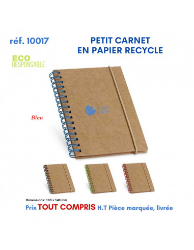 CARNET DE POCHE EN PAPIER RECYCLE REF 10017 10017 Carnet personnalisé  3,90 €