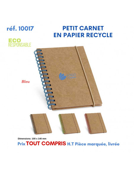 CARNET DE POCHE EN PAPIER RECYCLE REF 10017 10017 Carnet personnalisé  3,90 €