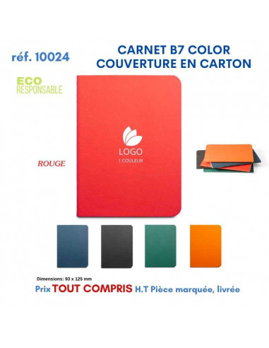 CARNET B7 COLOR PAGES LIGNEES COUVERTURE EN CARTON REF 10024 10024 Carnet personnalisé  1,91 €