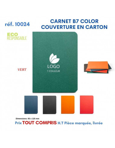 CARNET B7 COLOR PAGES LIGNEES COUVERTURE EN CARTON REF 10024 10024 Carnet personnalisé  1,91 €