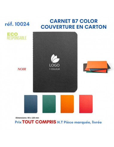 CARNET B7 COLOR PAGES LIGNEES COUVERTURE EN CARTON REF 10024 10024 Carnet personnalisé  1,91 €