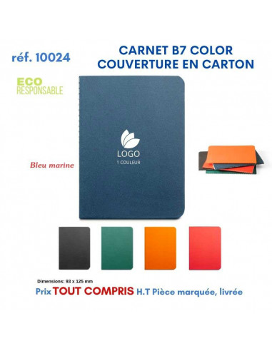 CARNET B7 COLOR PAGES LIGNEES COUVERTURE EN CARTON REF 10024 10024 Carnet personnalisé  1,91 €