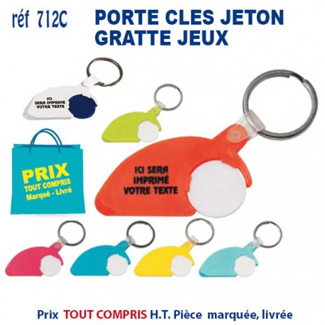 PORTE CLES JETON GRATTE JEUX REF 712 C 712 C PORTE CLES PLASTIQUE  1,21 €
