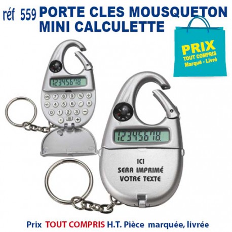 PORTE CLES MOUSQUETON MINI CALCULETTE REF 559 559 PORTE CLES PLASTIQUE  1,25 €