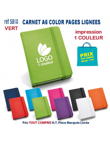 CARNET MODE A6 PAGES LIGNEES REF 5810 5810 Carnet personnalisé  3,25 €