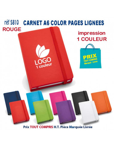 CARNET MODE A6 PAGES LIGNEES REF 5810 5810 Carnet personnalisé  3,88 €