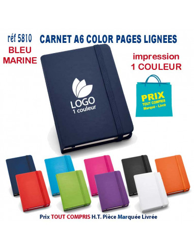 CARNET MODE A6 PAGES LIGNEES REF 5810 5810 Carnet personnalisé  3,25 €