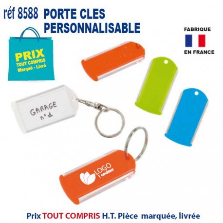 PORTE CLES PERSONNALISABLE REF 8588 8588 PORTE CLES PLASTIQUE  2,50 €