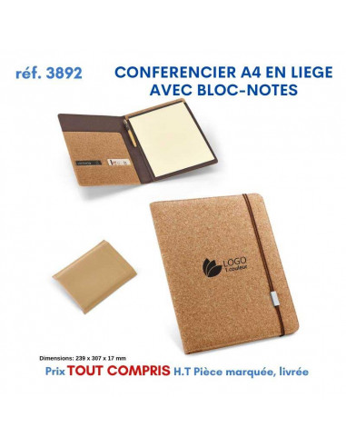CONFERENCIER A4 EN LIEGE AVEC BLOC NOTES REF 3892 3892 conférenciers personnalisés  21,60 €