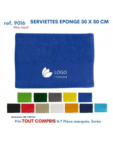 SERVIETTES EPONGE 30 X 50 CM REF 9016 9016 SERVIETTES : OBJETS ET TEXTILE PUBLICITAIRE  6,50 €