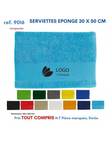 SERVIETTES EPONGE 30 X 50 CM REF 9016 9016 SERVIETTES : OBJETS ET TEXTILE PUBLICITAIRE  6,50 €