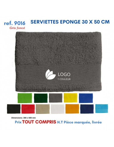 SERVIETTES EPONGE 30 X 50 CM REF 9016 9016 SERVIETTES : OBJETS ET TEXTILE PUBLICITAIRE  6,50 €