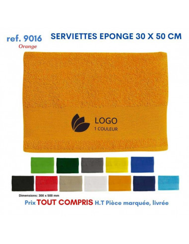 SERVIETTES EPONGE 30 X 50 CM REF 9016 9016 SERVIETTES : OBJETS ET TEXTILE PUBLICITAIRE  6,50 €