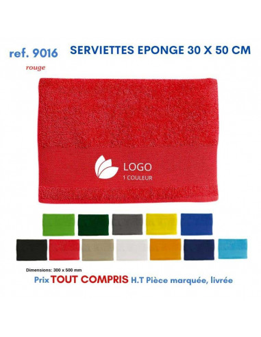 SERVIETTES EPONGE 30 X 50 CM REF 9016 9016 SERVIETTES : OBJETS ET TEXTILE PUBLICITAIRE  6,50 €