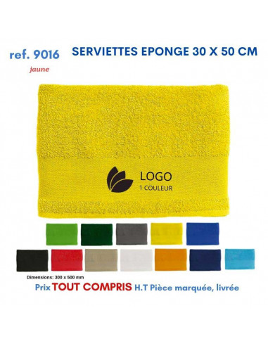 SERVIETTES EPONGE 30 X 50 CM REF 9016 9016 SERVIETTES : OBJETS ET TEXTILE PUBLICITAIRE  6,50 €