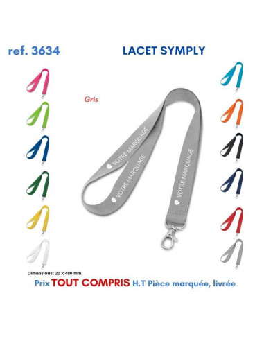 LACET SIMPLY REF P3634 P3634 lacet tour de cou publicitaire  2,17 €