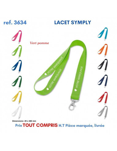 LACET SIMPLY REF P3634 P3634 lacet tour de cou publicitaire  2,17 €