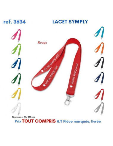 LACET SIMPLY REF P3634 P3634 lacet tour de cou publicitaire  2,17 €