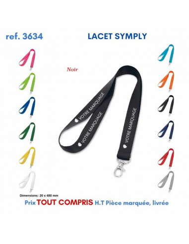 LACET SIMPLY REF P3634 P3634 lacet tour de cou publicitaire  2,17 €