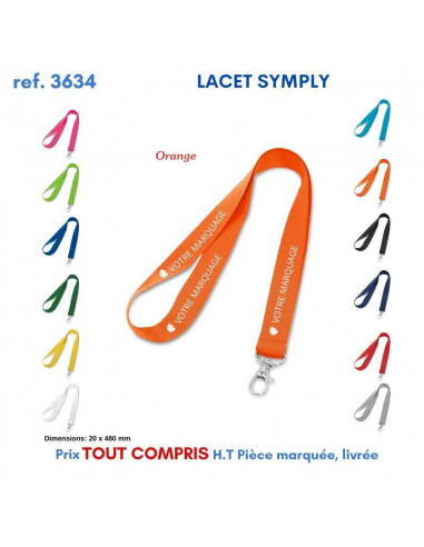 LACET SIMPLY REF P3634 P3634 lacet tour de cou publicitaire  2,17 €