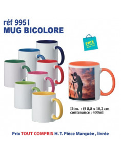 MUG BICOLORE REF 9951 9951 MUGS GOBELETS PUBLICITAIRES PERSONNALISES  7,24 €