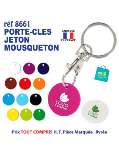 PORTE CLES JETON MOUSQUETON REF 8661 8661 PORTE CLES PLASTIQUE  1,35 €