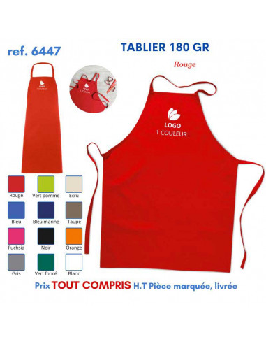 TABLIER DE CUISINE 180 GRS REF 6447 6447 TABLIERS DE CUISINE PERSONNALISES PUBLICITAIRES  6,32 €