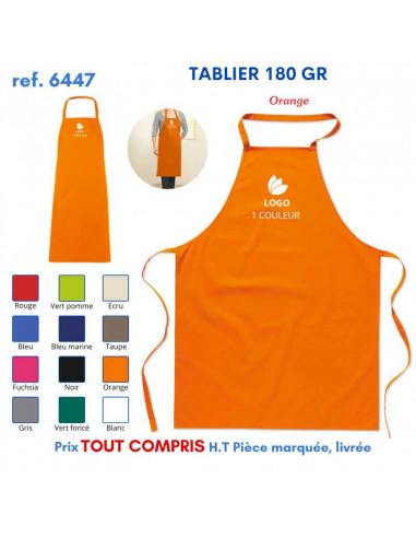 TABLIER DE CUISINE 180 GRS REF 6447 6447 TABLIERS DE CUISINE PERSONNALISES PUBLICITAIRES  6,32 €