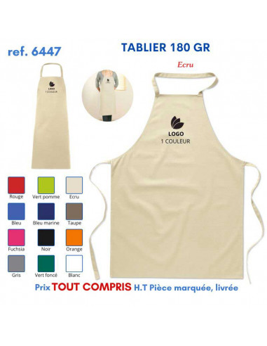 TABLIER DE CUISINE 180 GRS REF 6447 6447 TABLIERS DE CUISINE PERSONNALISES PUBLICITAIRES  6,32 €