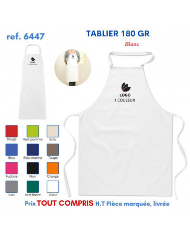 TABLIER DE CUISINE 180 GRS REF 6447 6447 TABLIERS DE CUISINE PERSONNALISES PUBLICITAIRES  6,32 €