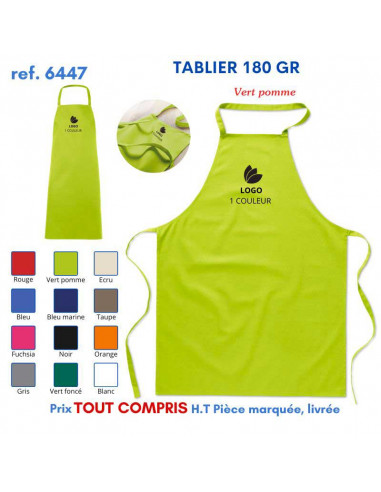 TABLIER DE CUISINE 180 GRS REF 6447 6447 TABLIERS DE CUISINE PERSONNALISES PUBLICITAIRES  6,32 €