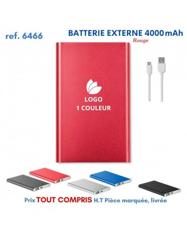 BATTERIE EXTERNE 4000 mAh REF 6466 6466 BATTERIE DE SECOURS - CHARGEUR  10,67 €