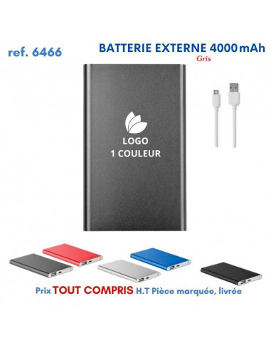 BATTERIE EXTERNE 4000 mAh REF 6466 6466 BATTERIE DE SECOURS - CHARGEUR  10,88 €