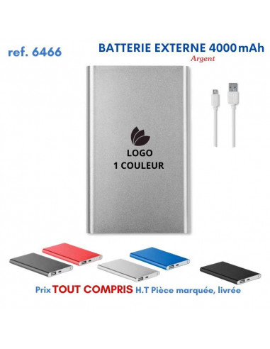 BATTERIE EXTERNE 4000 mAh REF 6466 6466 BATTERIE DE SECOURS - CHARGEUR  10,88 €