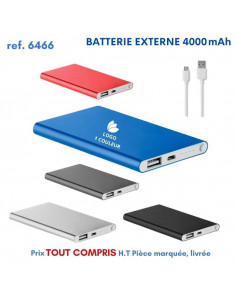 BATTERIE EXTERNE 4000 mAh REF 6466 6466 BATTERIE DE SECOURS - CHARGEUR  10,67 €