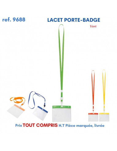 LACET PORTE BADGE REF 9688 PM9688 lacet tour de cou publicitaire  0,55 €