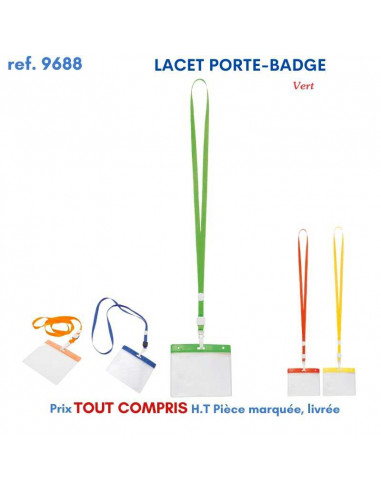 LACET PORTE BADGE REF PM9688 PM9688 lacet tour de cou publicitaire  0,55 €