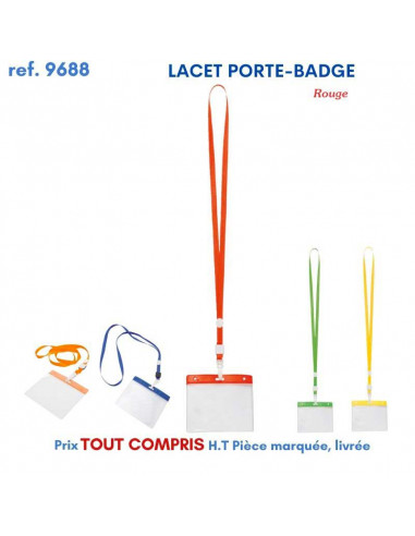 LACET PORTE BADGE REF 9688 PM9688 lacet tour de cou publicitaire  0,55 €