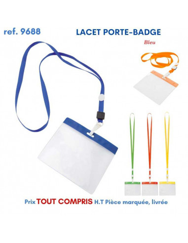 LACET PORTE BADGE REF 9688 PM9688 lacet tour de cou publicitaire  0,55 €