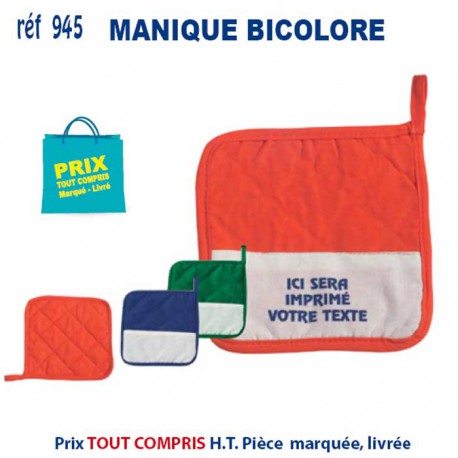 MANIQUE BICOLORE REF 945 945 TEXTILE PUBLICITAIRE POUR LA CUISINE  1,60 €