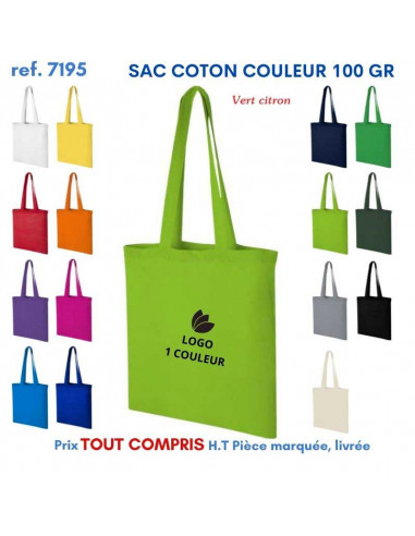 SAC COTON COULEUR REF 7195 7195 SACS SHOPPING - TOTEBAG  2,96 €