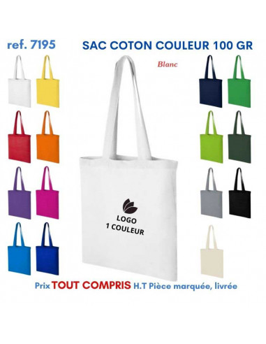 SAC COTON COULEUR REF 7195 7195 SACS SHOPPING - TOTEBAG  2,96 €