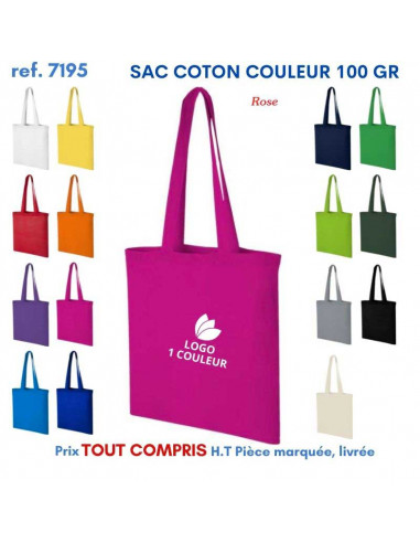 SAC COTON COULEUR REF 7195 7195 SACS SHOPPING - TOTEBAG  2,96 €