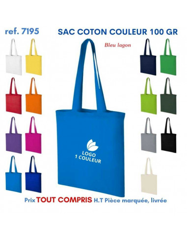 SAC COTON COULEUR REF 7195 7195 SACS SHOPPING - TOTEBAG  2,96 €