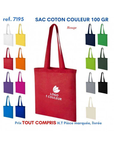 SAC COTON COULEUR REF 7195 7195 SACS SHOPPING - TOTEBAG  2,96 €