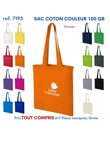 SAC COTON COULEUR REF 7195 7195 SACS SHOPPING - TOTEBAG  2,96 €